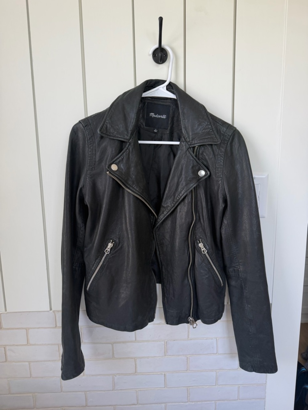 Madewell Black Leather Asymmetrical Moto Jacket